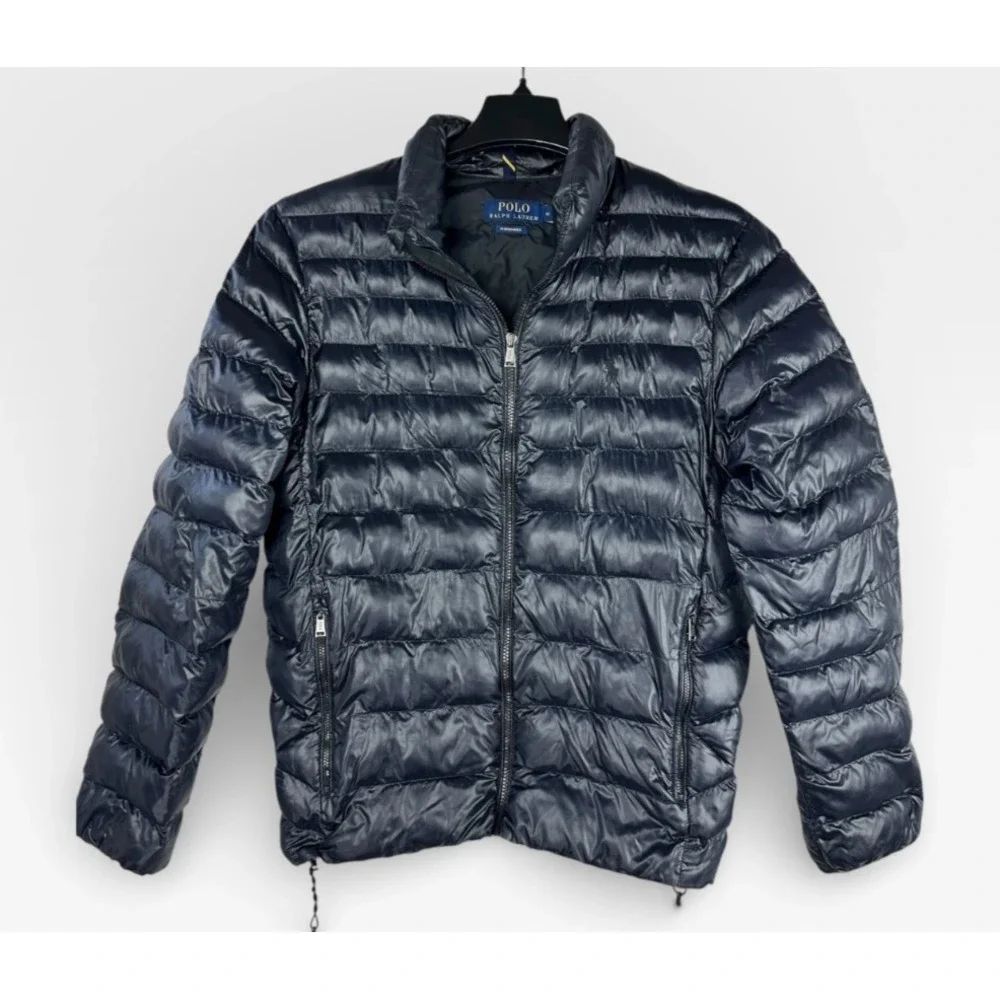 Polo Ralph Lauren The Colden Packable Glossed Jacket Dark Navy Mens Medium *Flaw